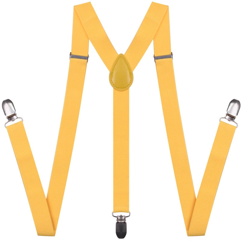 GUCHOL Suspenders and Bow Ties for Mens and Women Strong Clip Adjustable Elastic 1920s Y Style for Wedding Party (Yellow) - Image 5